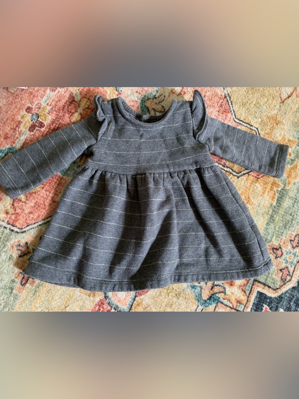 Carter's Charcoal Gray Striped Long-Sleeve Knit Dress